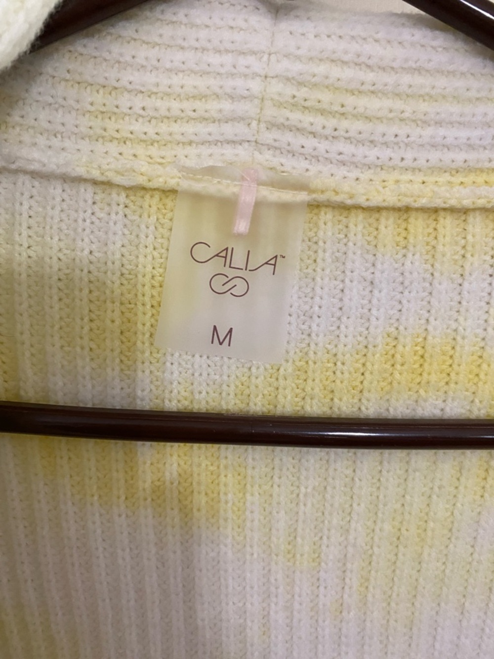 CALIA by Carrie Underwood White and Pale Yellow Ribbed Sweater Cardigan